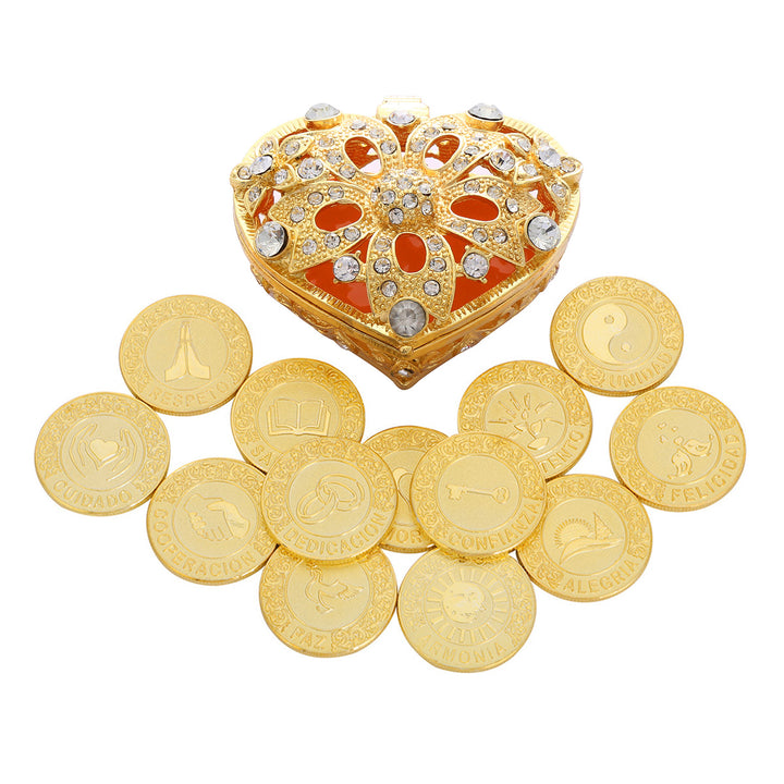 Spanish Gold Charming Heart Box with Crystal