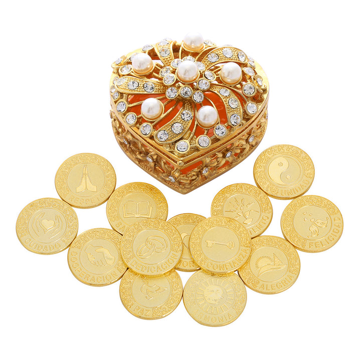 Spanish Gold Elegant Heart Box with Pearl